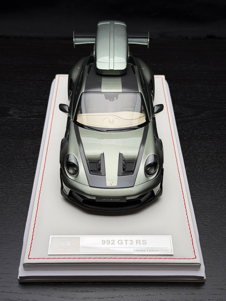 Porsche 911 GT3 RS w/ Roof Rack (Urban Bamboo/ White) [IVY Model] 1:18 scale