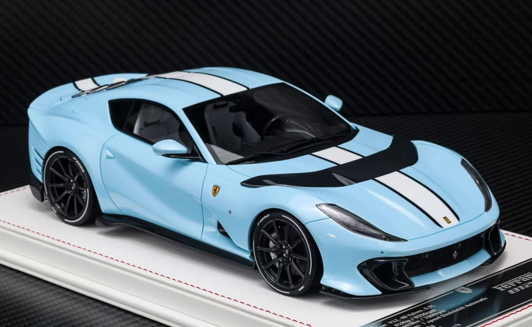 Ferrari 812 Competizione (Baby Blue/ White Stripe) [Davis & Giovanni] 1:18 scale