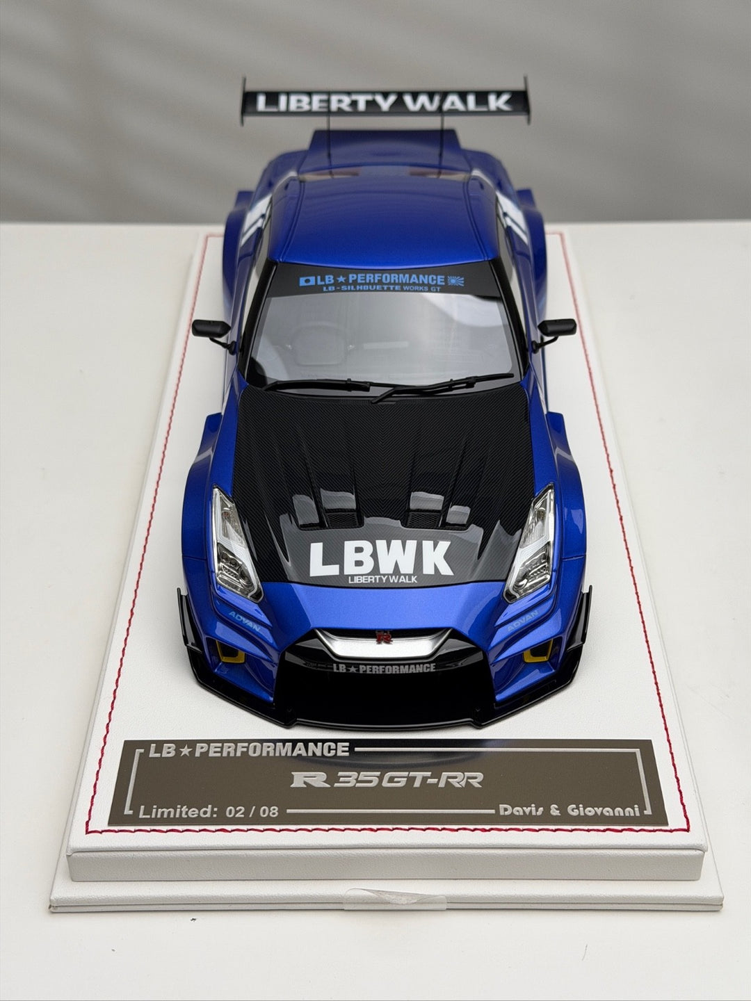 Nissan R35 GT-RR LBWK (Metallic Blue/ LBWK Decals) [Davis & Giovanni] 1/18 scale