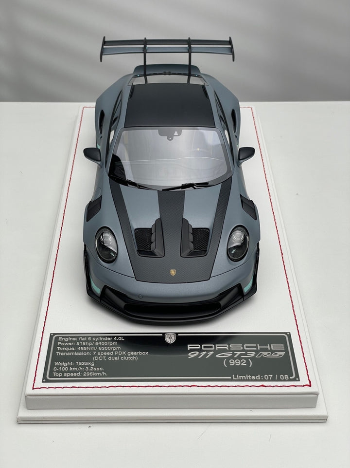 Porsche 911 GT3 RS (Matte Dark Gray/ Blue) [Davis & Giovanni] 1:18 scale