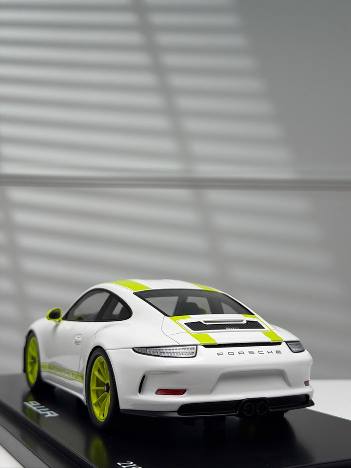 Porsche 911 R (White/ Yellow Stripes) [Spark] 1:18 scale