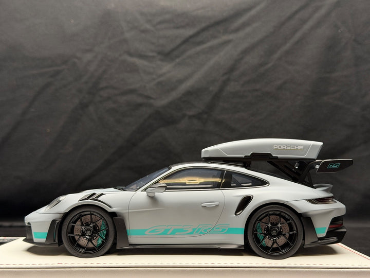Porsche 911 GT3 RS w/ Roof Rack (Matte Gray/ Blue) [IVY Model] 1:18 scale