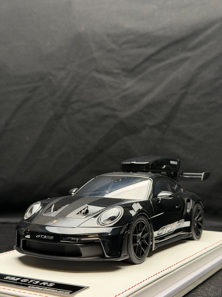 Porsche 911 GT3 RS w/ Roof Rack (Gloss Black/ White) [IVY Model] 1:18 scale