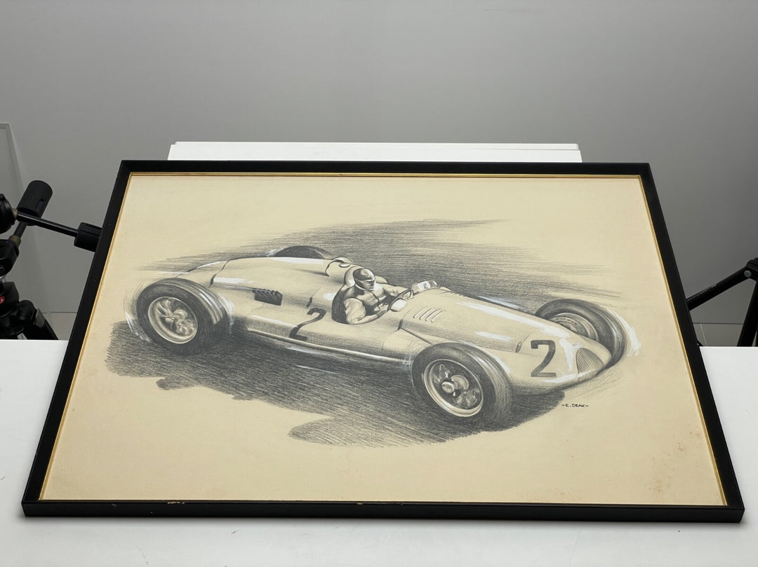 Auto Union Type D Hand Sketch - By: E. Deak (Framed)