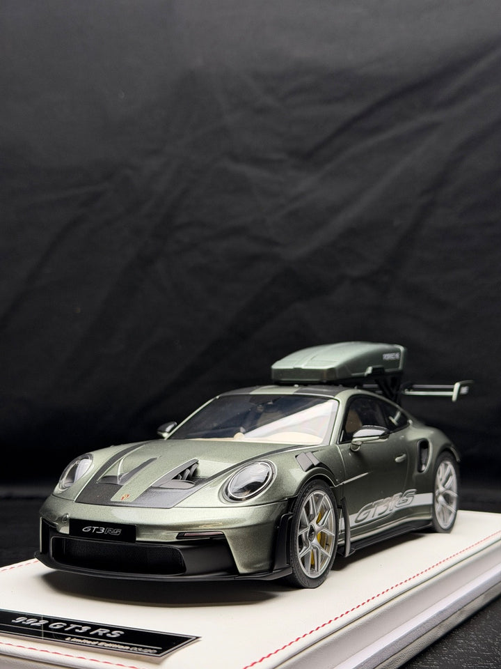 Porsche 911 GT3 RS w/ Roof Rack (Urban Bamboo/ White) [IVY Model] 1:18 scale