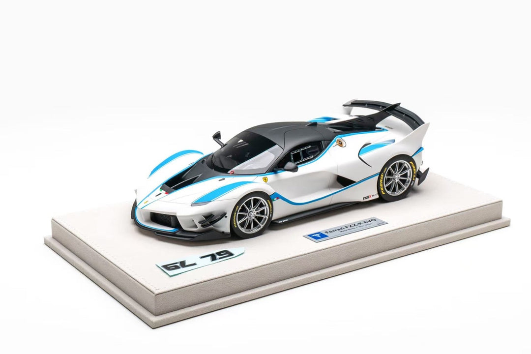 Ferrari FXX-K EVO (Matte White/ Blue Stripe) [Hermez Collection] 1/18 scale
