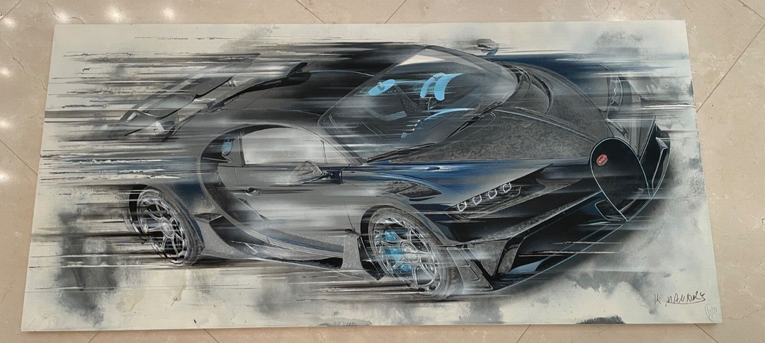 "Bugatti Mansory Centuria" By Chris White - Hand painted on Metal (Signed)