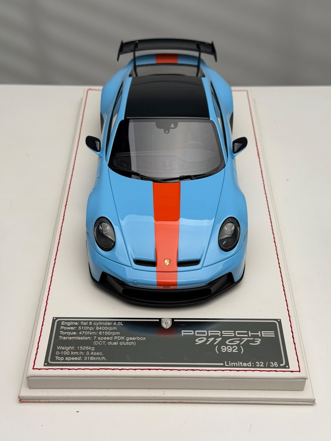 Porsche 911 GT3 (Baby Blue, Orange Stripe) [Davis & Giovanni] 1/18 scale