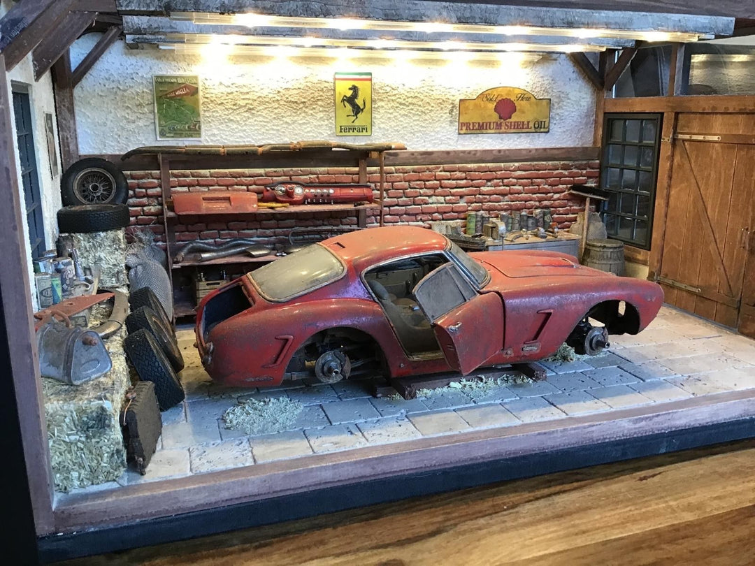 Ferrari 250 SWB Berlinetta - Barn Diorama (Hand Made) [1:18 scale]