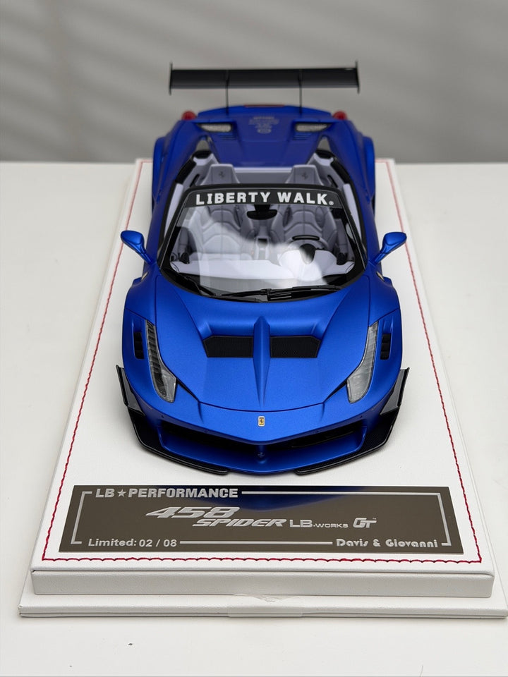 Ferrari 458 Spider LBWK (Matte Chrome Blue) [Davis & Giovanni] 1/18 scale