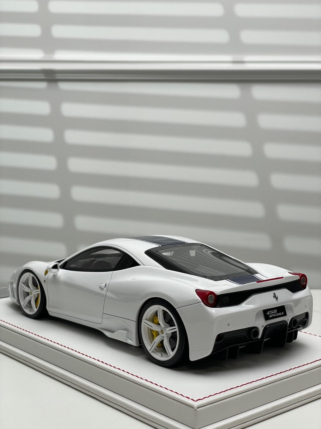 Ferrari 458 Speciale (White w/ Blue Stripe) [Davis & Giovanni] 1/18 scale