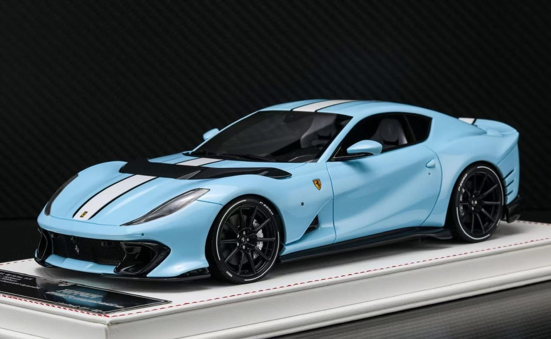 Ferrari 812 Competizione (Baby Blue/ White Stripe) [Davis & Giovanni] 1:18 scale