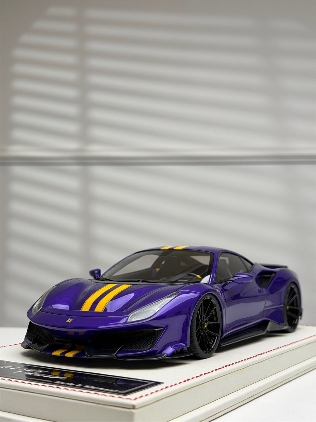 Ferrari 488 Pista NOVITEC (Purple/ Yellow Stripes) [Davis & Giovanni] 1:18 scale