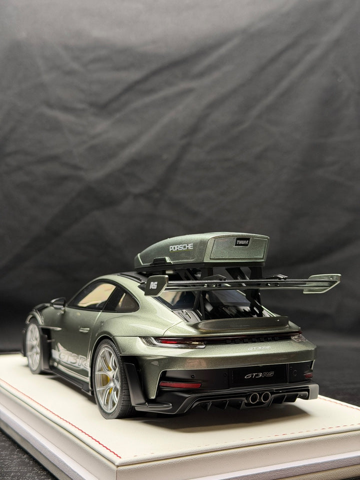Porsche 911 GT3 RS w/ Roof Rack (Urban Bamboo/ White) [IVY Model] 1:18 scale