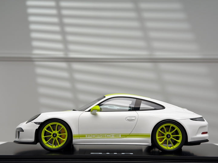 Porsche 911 R (White/ Yellow Stripes) [Spark] 1:18 scale