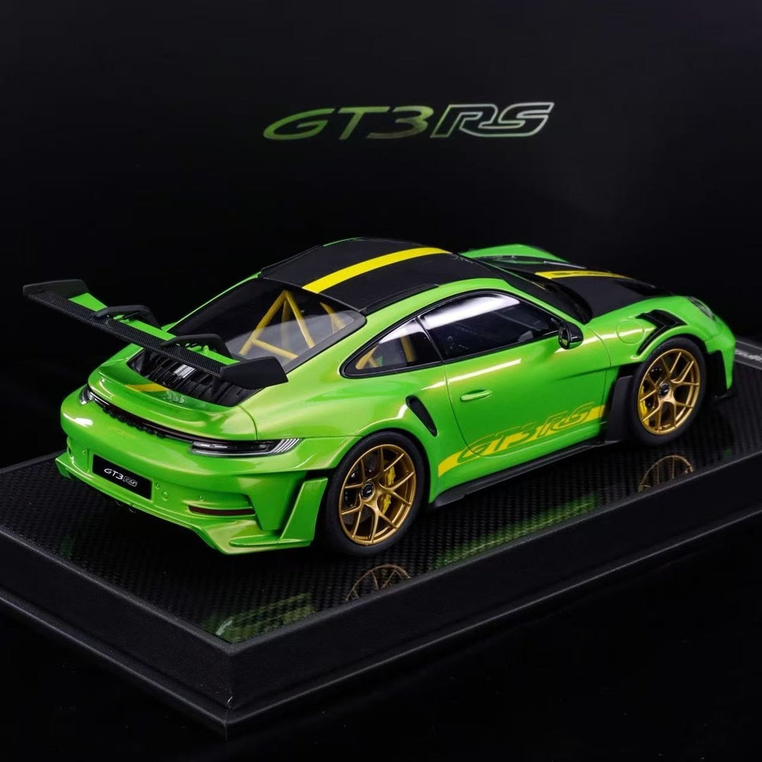 Porsche 911 GT3 RS (Green/ Yellow Stripe) [Timothy & Pierre] 1/18 scale