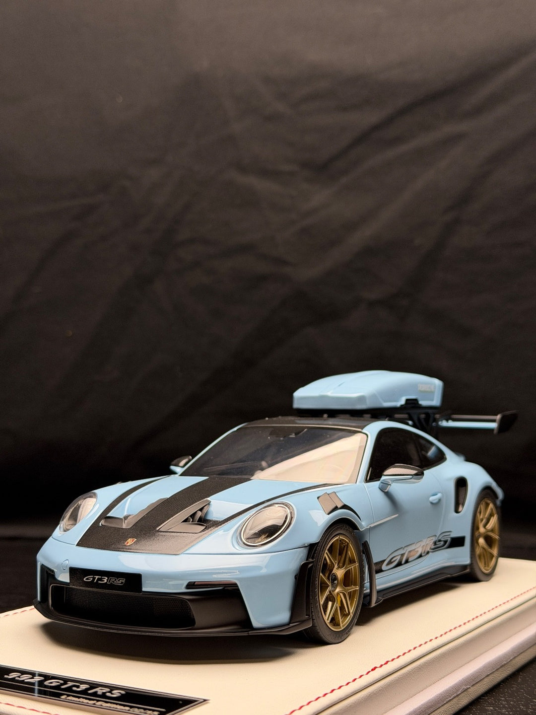 Porsche 911 GT3 RS w/ Roof Rack (Gulf Blue/ Black) [IVY Model] 1:18 scale