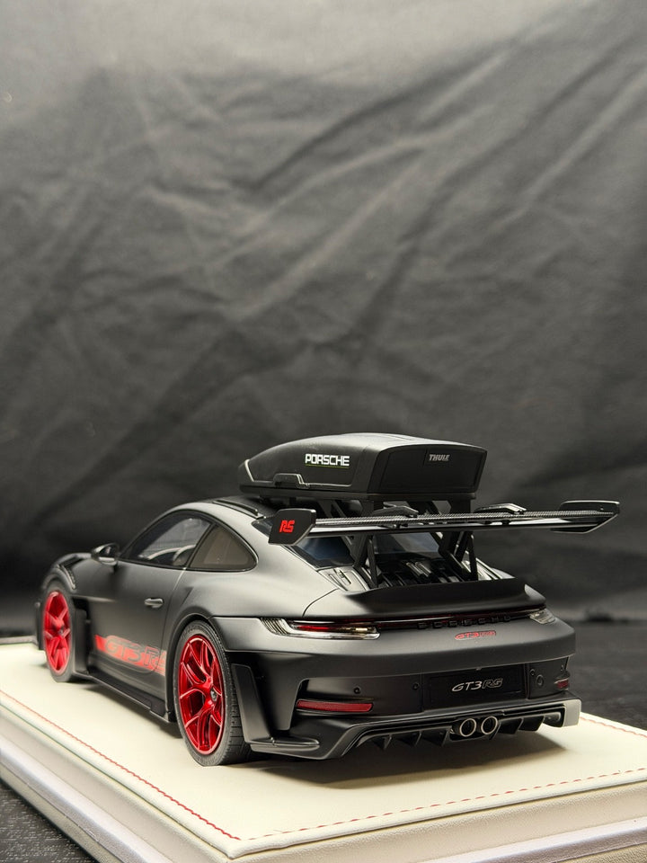 Porsche 911 GT3 RS w/ Roof Rack (Matte Black/ Red) [IVY Model] 1:18 scale