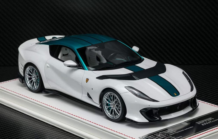 Ferrari 812 Competizione (White/ Turquoise Stripe) [Davis & Giovanni] 1:18 scale