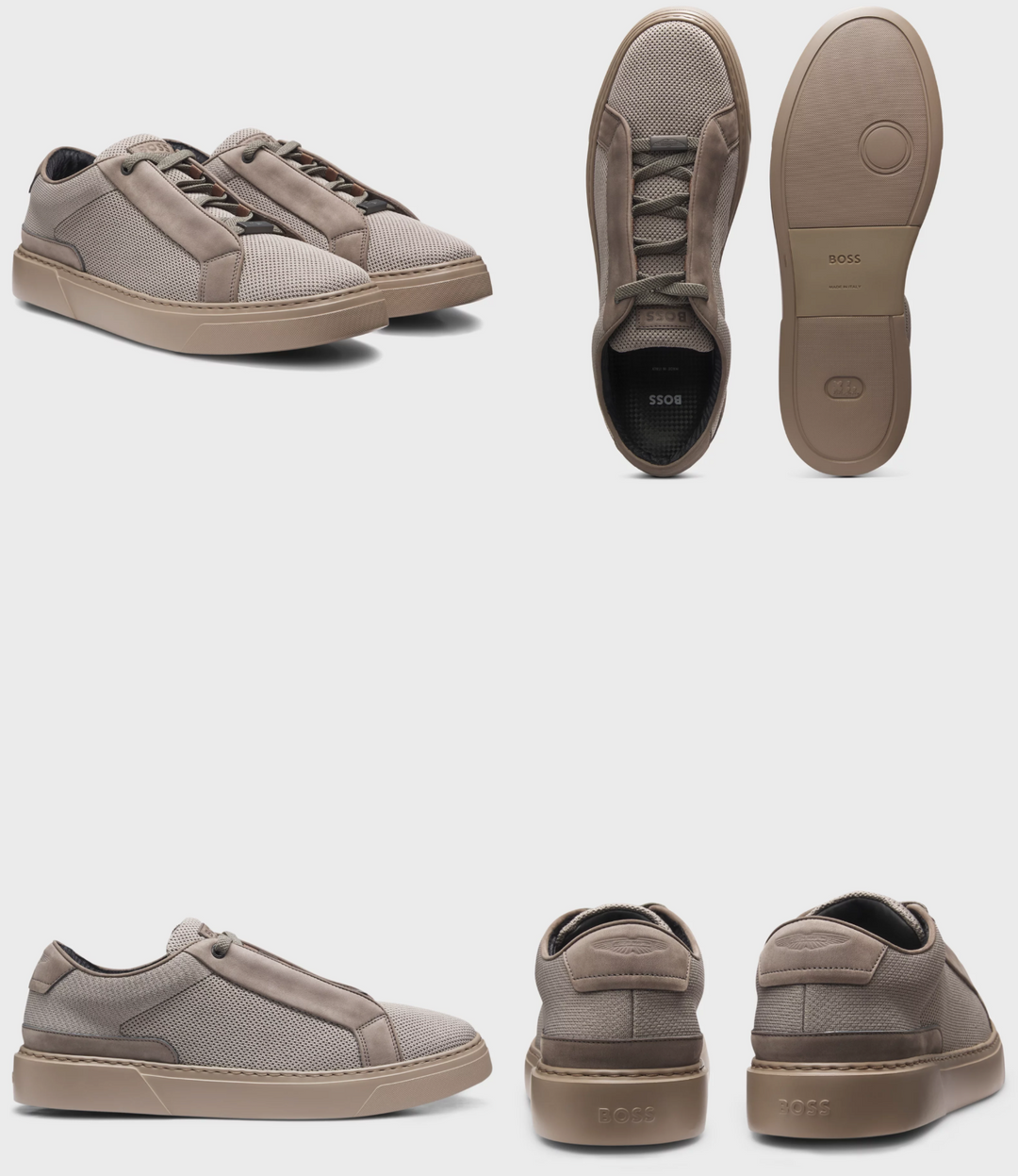 HUGO BOSS X ASTON MARTIN TRAINERS WITH LEATHER TRIMS (LIGHT GREY)- NEW EXCLUSIVE