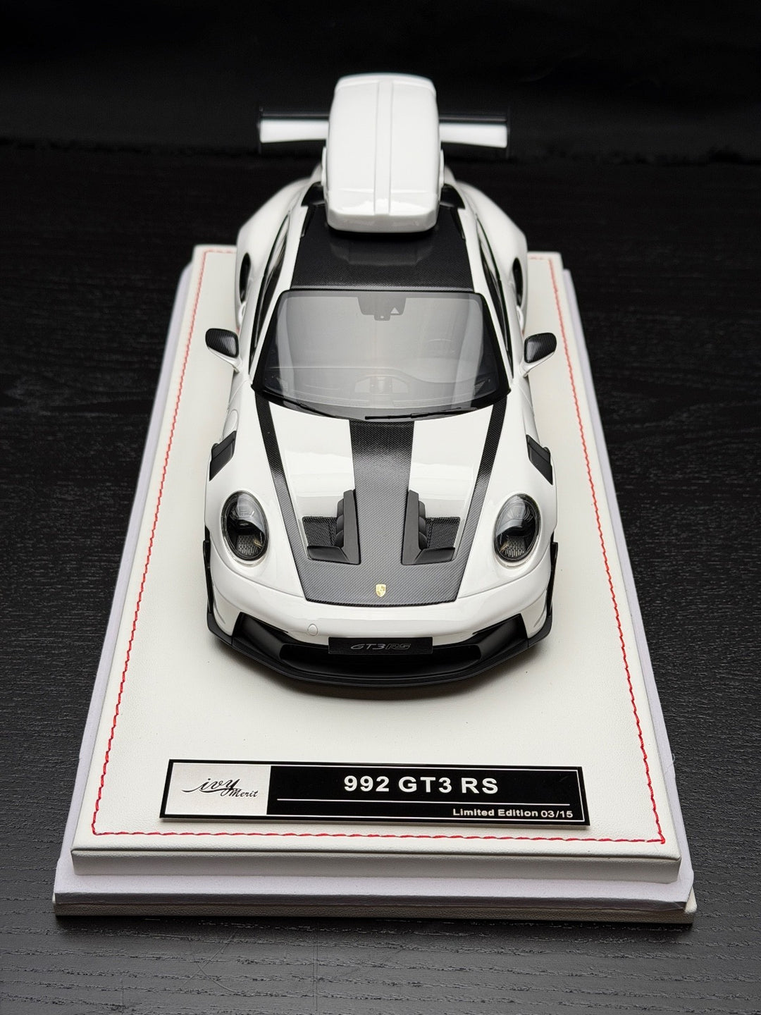 Porsche 911 GT3 RS w/ Roof Rack (White/ Red) [IVY Model] 1:18 scale