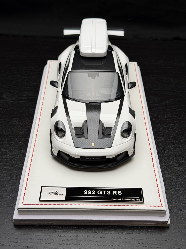 Porsche 911 GT3 RS w/ Roof Rack (White/ Red) [IVY Model] 1:18 scale