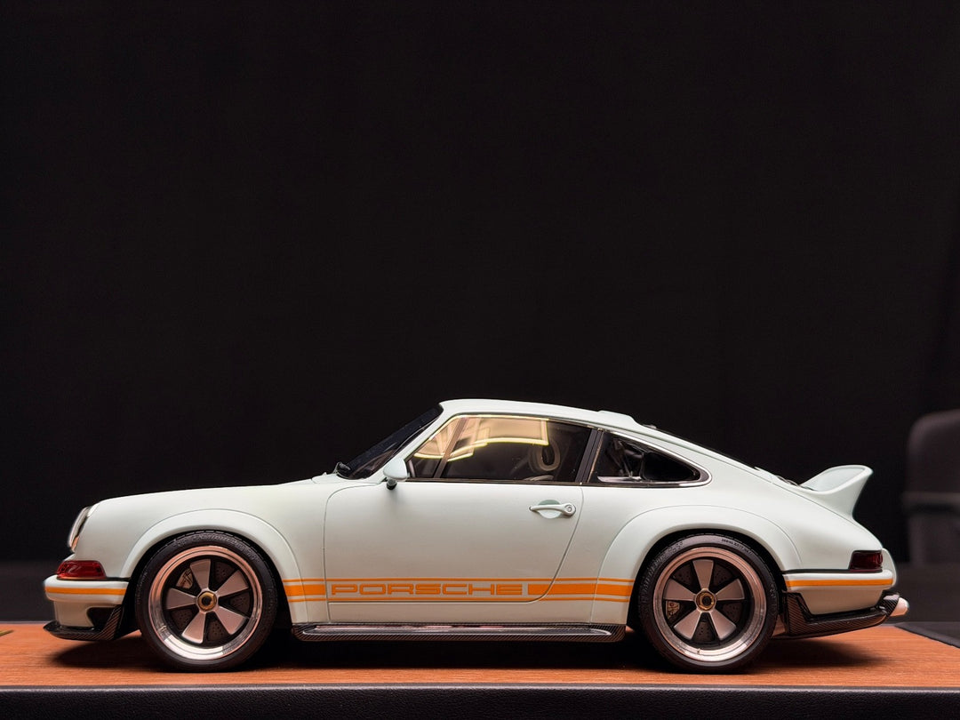 Porsche 911 Singer DLS (Matte Light Blue/ Orange) [Timothy & Pierre] 1/18 scale
