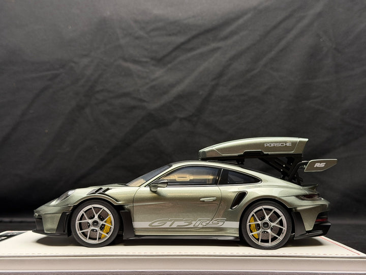 Porsche 911 GT3 RS w/ Roof Rack (Urban Bamboo/ White) [IVY Model] 1:18 scale