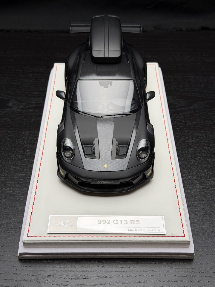 Porsche 911 GT3 RS w/ Roof Rack (Matte Black/ Gold) [IVY Model] 1:18 scale