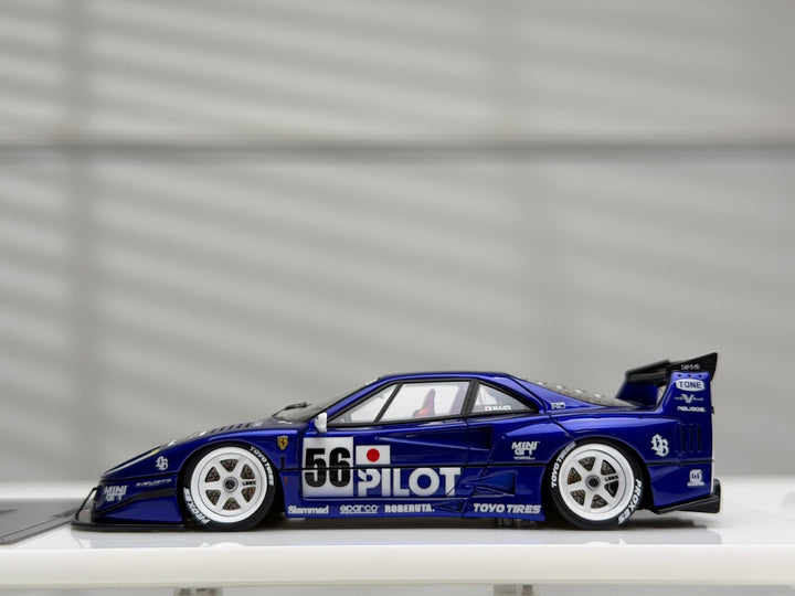 2-in-1 Ferrari F40 LBWK (Blue PILOT Livery) [Davis & Giovanni] 1:64 & 1:43 scale