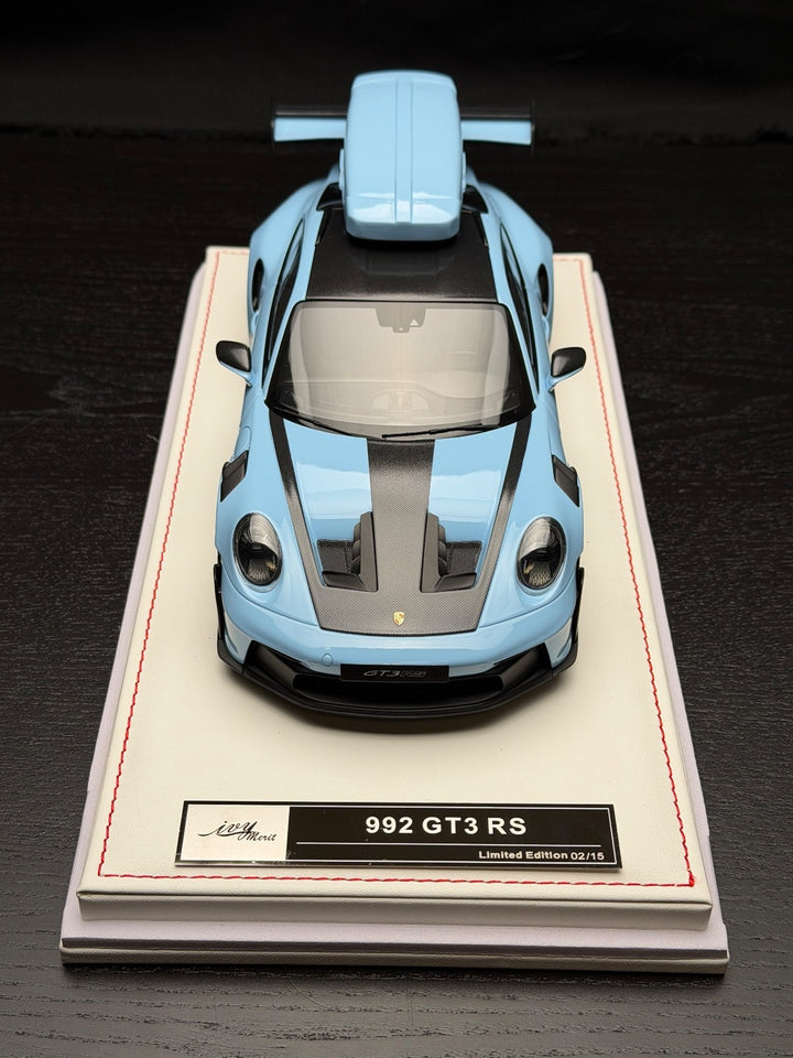 Porsche 911 GT3 RS w/ Roof Rack (Gulf Blue/ White) [IVY Model] 1:18 scale