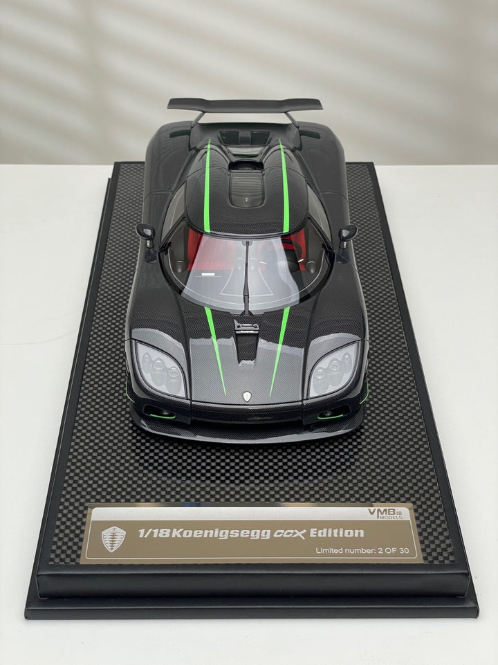 Koenigsegg CCX (Carbon Fiber/ Green Stripe) [VMB Model] 1/18 scale