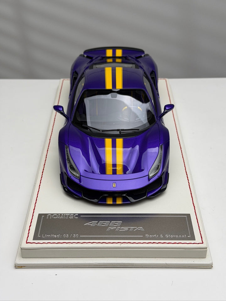 Ferrari 488 Pista NOVITEC (Purple/ Yellow Stripes) [Davis & Giovanni] 1:18 scale
