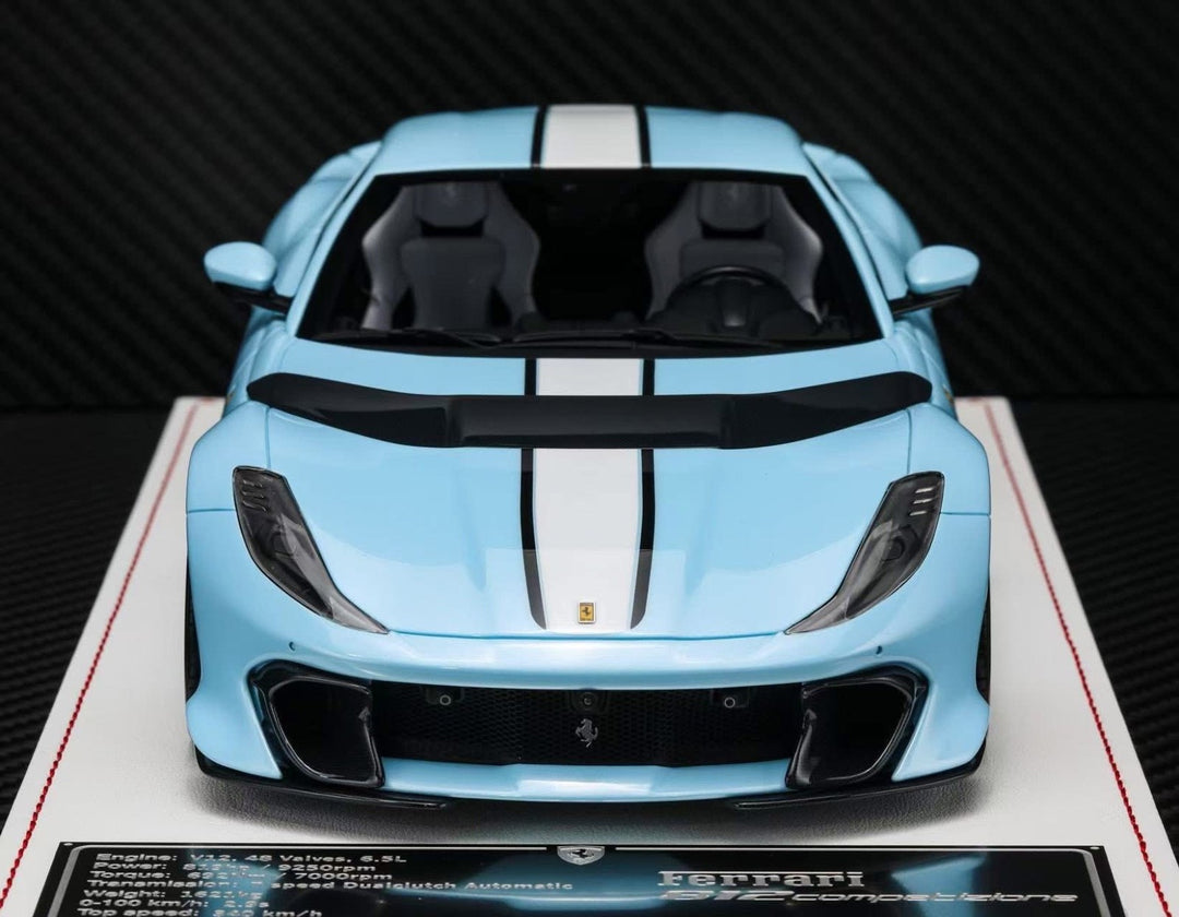 Ferrari 812 Competizione (Baby Blue/ White Stripe) [Davis & Giovanni] 1:18 scale