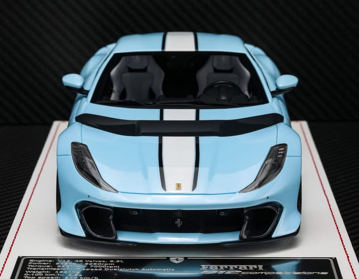 Ferrari 812 Competizione (Baby Blue/ White Stripe) [Davis & Giovanni] 1:18 scale