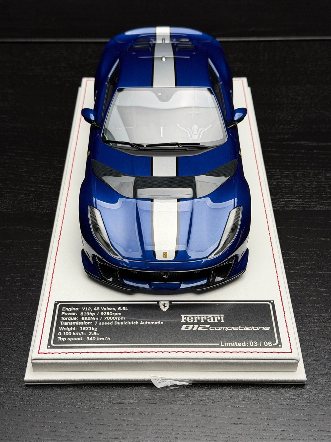 Ferrari 812 Competizione (Dark Blue/Silver Stripe) [Davis & Giovanni] 1:18 scale