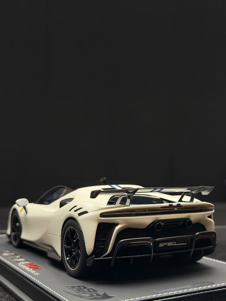 Ferrari SF90XX Stradale (White/ Blue Stripes) [MR Collection] 1/18 scale