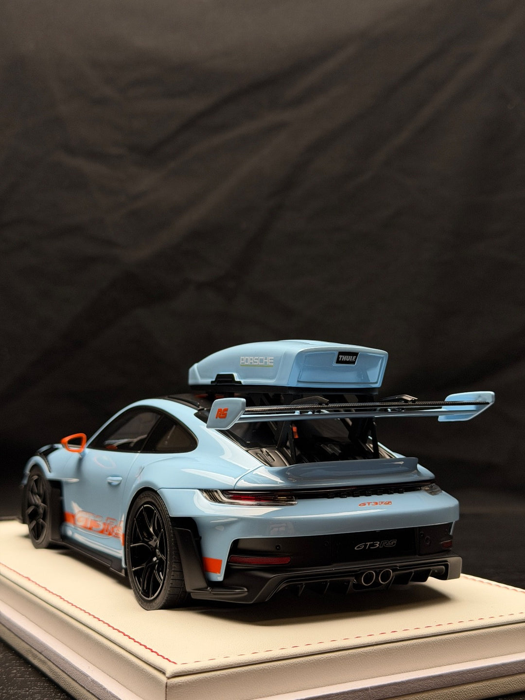 Porsche 911 GT3 RS w/ Roof Rack (Gulf Blue/ Orange) [IVY Model] 1:18 scale