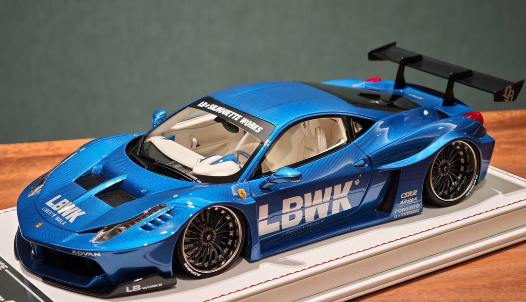 Ferrari 458 GT LBWK (Full Blue Carbon Fiber) [Davis & Giovanni] 1/18 scale