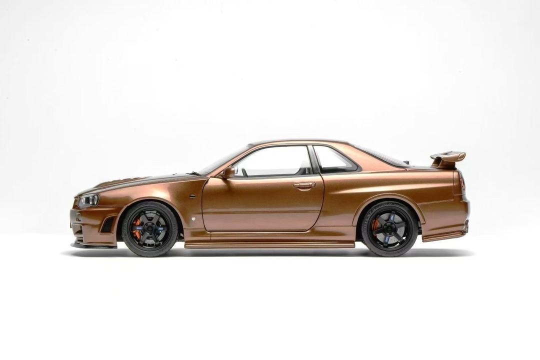 Nissan R34 Skyline GT-R (Bronze) [Motorhelix] 1/18 scale