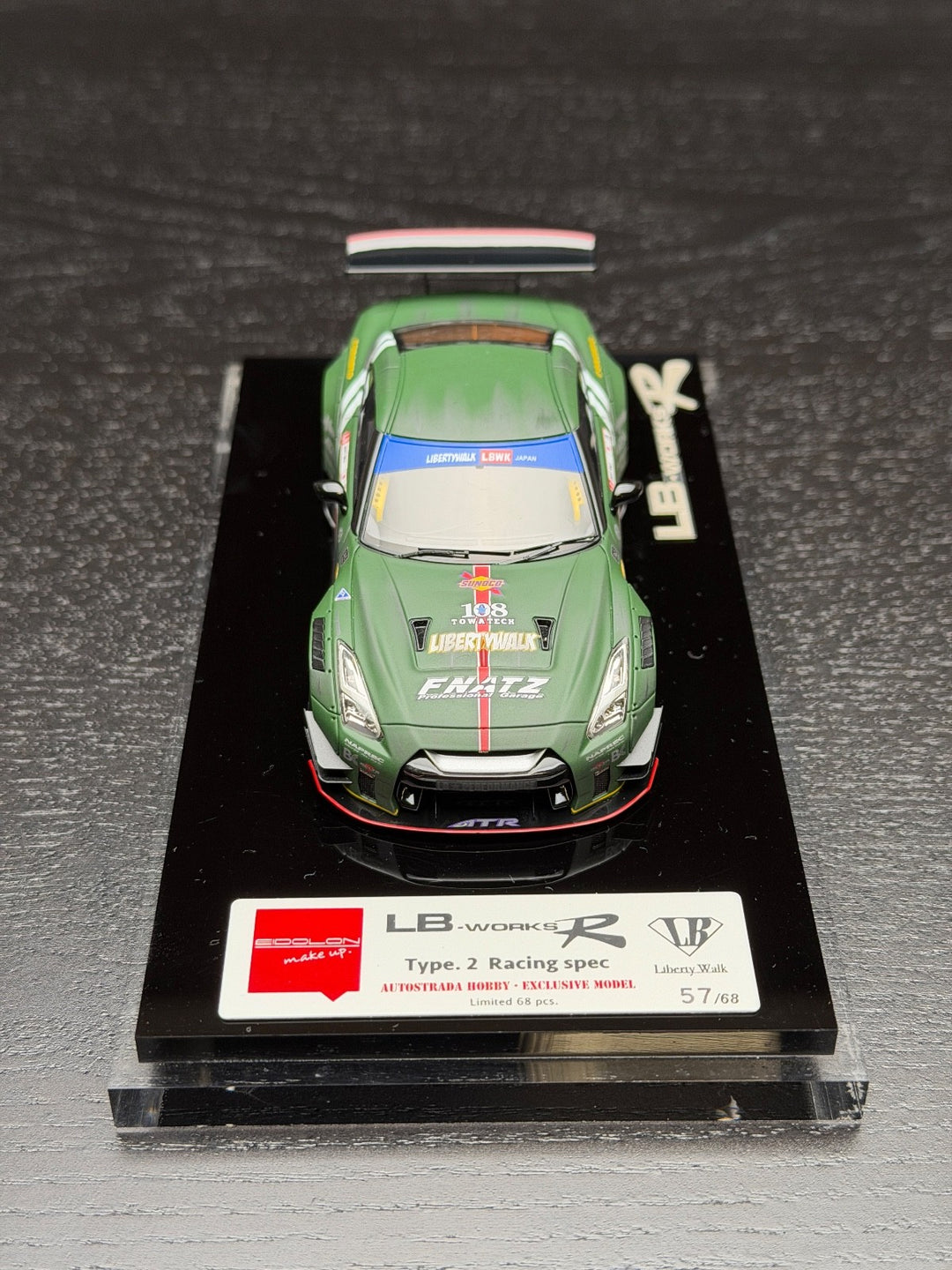 Nissan GTR LBWK Type 2. Racing Spec (Matte Green) [MakeUp Eidolon] 1:43 scale