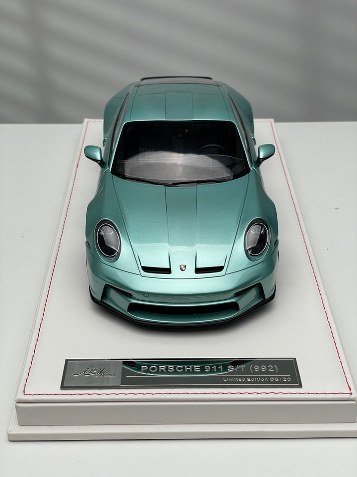 Porsche 911 S/T (Ice Blue/ Black Rims) [Ivy Merit Model] 1/18 scale