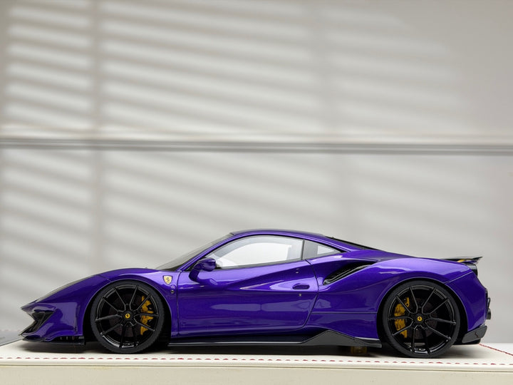 Ferrari 488 Pista NOVITEC (Purple/ Yellow Stripes) [Davis & Giovanni] 1:18 scale