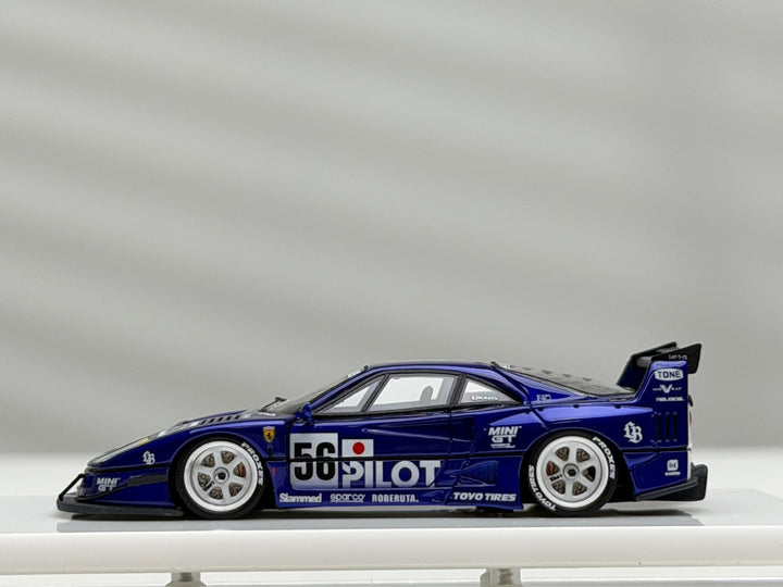 2-in-1 Ferrari F40 LBWK (Blue PILOT Livery) [Davis & Giovanni] 1:64 & 1:43 scale