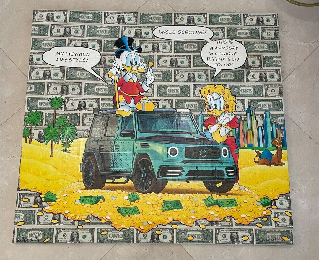 "Scrooge McDuck & Mansory G63" By Bratya Gafs -Hand painted on REAL Dollar Bills