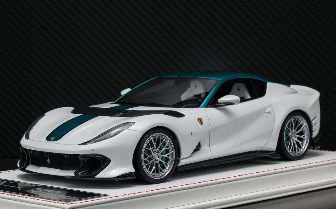 Ferrari 812 Competizione (White/ Turquoise Stripe) [Davis & Giovanni] 1:18 scale