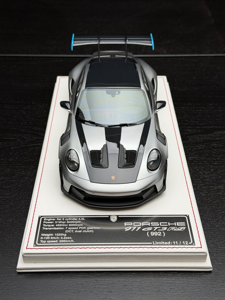 Porsche 911 GT3 RS (Silver/ Blue Accents) [Davis & Giovanni] 1:18 scale