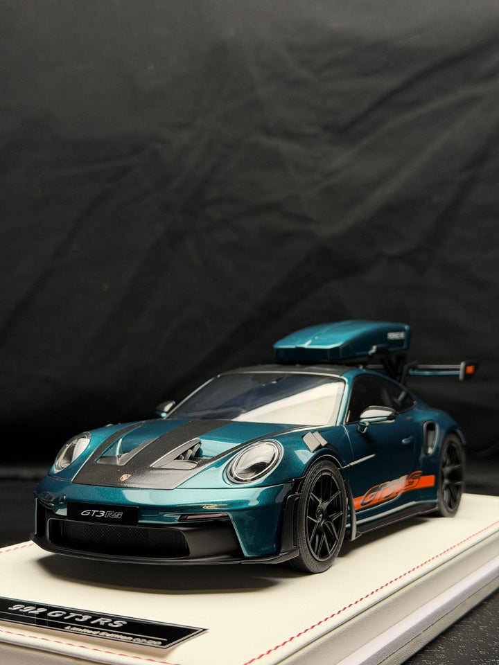 Porsche 911 GT3 RS w/ Roof Rack (Racing Green/ Orange) [IVY Model] 1:18 scale