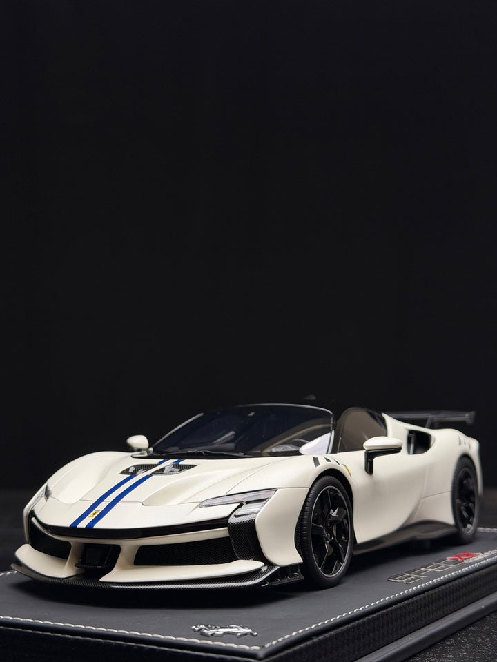 Ferrari SF90XX Stradale (White/ Blue Stripes) [MR Collection] 1/18 scale