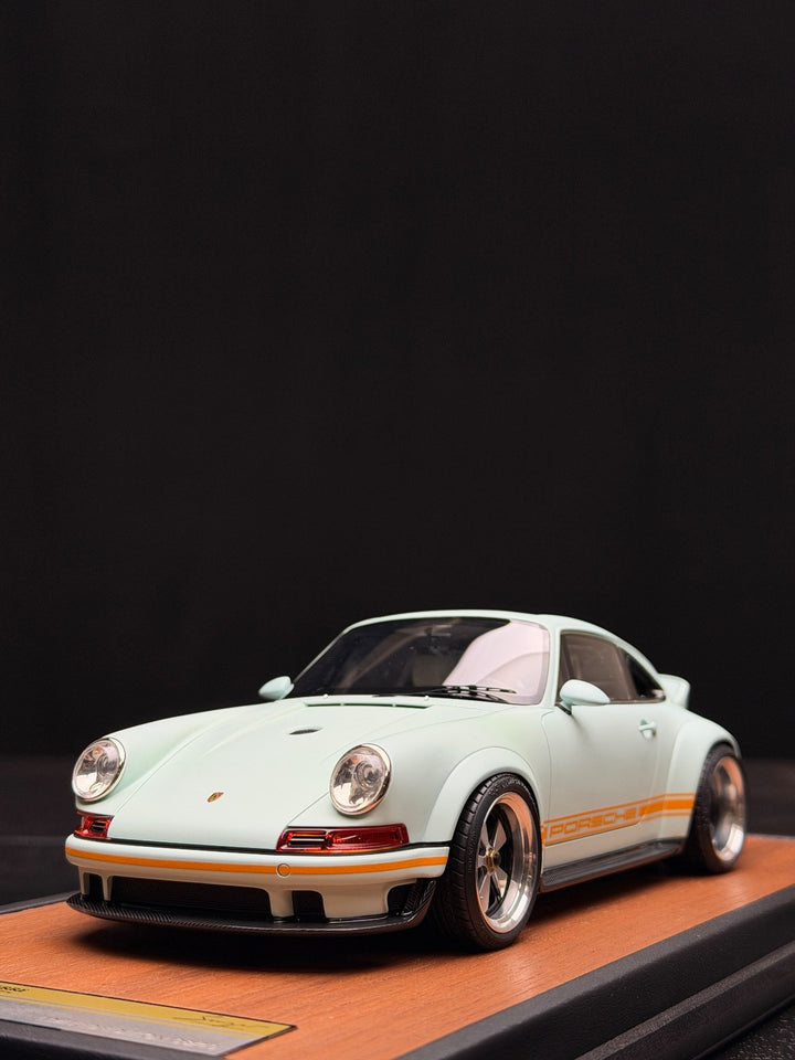 Porsche 911 Singer DLS (Matte Light Blue/ Orange) [Timothy & Pierre] 1/18 scale